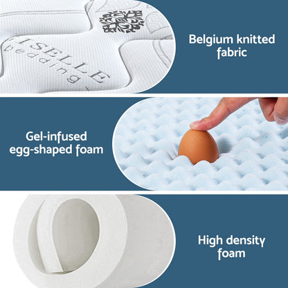 Giselle Bedding Double Mattress 35cm Bed in a Box Pocket Spring Gel Memory Foam-Furniture > Mattresses > Double Mattress-PEROZ Accessories