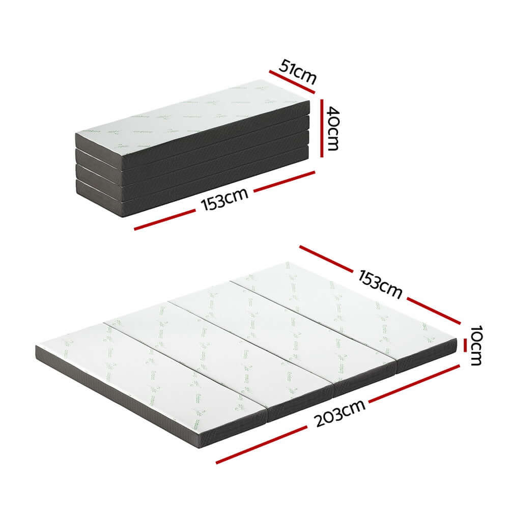 Giselle Bedding Foldable Mattress Folding Foam Queen Bamboo-Home &amp; Garden &gt; Bedding &gt; Pillows-PEROZ Accessories