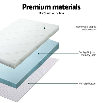 Giselle Bedding Memory Foam Mattress Topper Cool Gel 5cm King Single-Furniture > Mattresses > Mattress Toppers-PEROZ Accessories