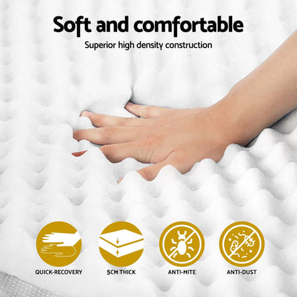 Giselle Bedding Memory Foam Mattress Topper Egg Crate 5cm King Single-Furniture &gt; Mattresses &gt; Mattress Toppers-PEROZ Accessories