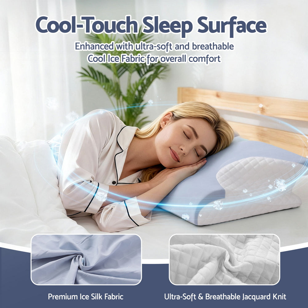Giselle Bedding Memory Foam Pillow Ergonomic Contour-Home &amp; Garden > Bedding > Pillows-PEROZ Accessories