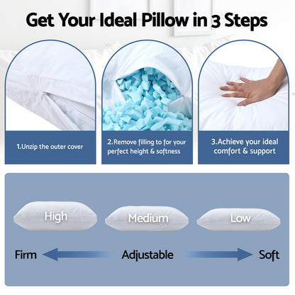Giselle Bedding Shredded Memory Foam Pillow Adjustable Loft-Home &amp; Garden > Bedding > Pillows-PEROZ Accessories