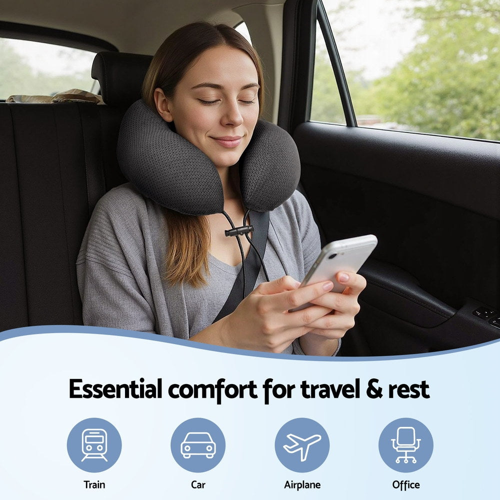 Giselle Bedding Travel Neck Pillow U-Shape Support Memory Foam Plane Car Cushion-Home &amp; Garden > Bedding > Pillows-PEROZ Accessories