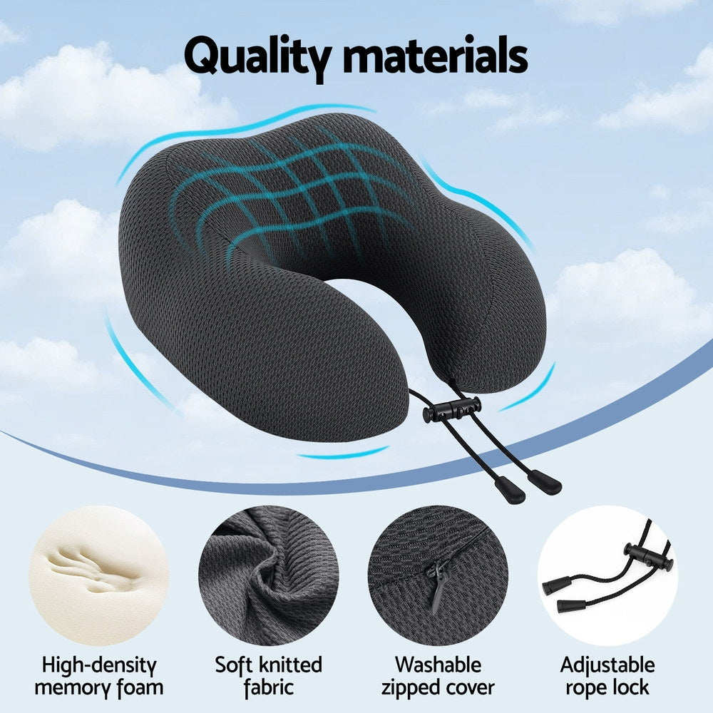 Giselle Bedding Travel Neck Pillow U-Shape Support Memory Foam Plane Car Cushion-Home &amp; Garden > Bedding > Pillows-PEROZ Accessories
