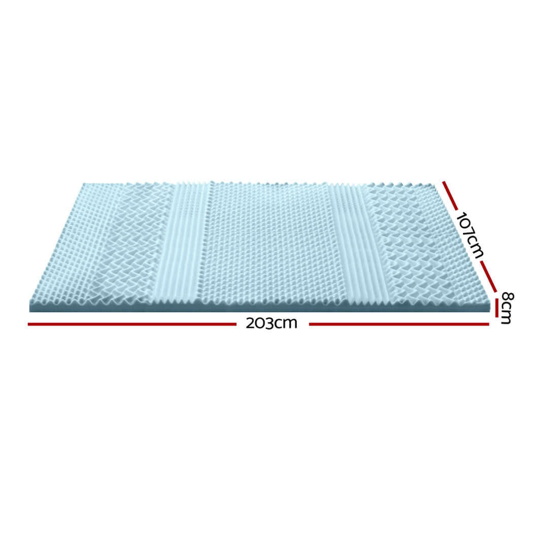 Giselle Memory Foam Mattress Topper 7-Zone 8cm King Single-Furniture &gt; Mattresses &gt; Mattress Toppers-PEROZ Accessories