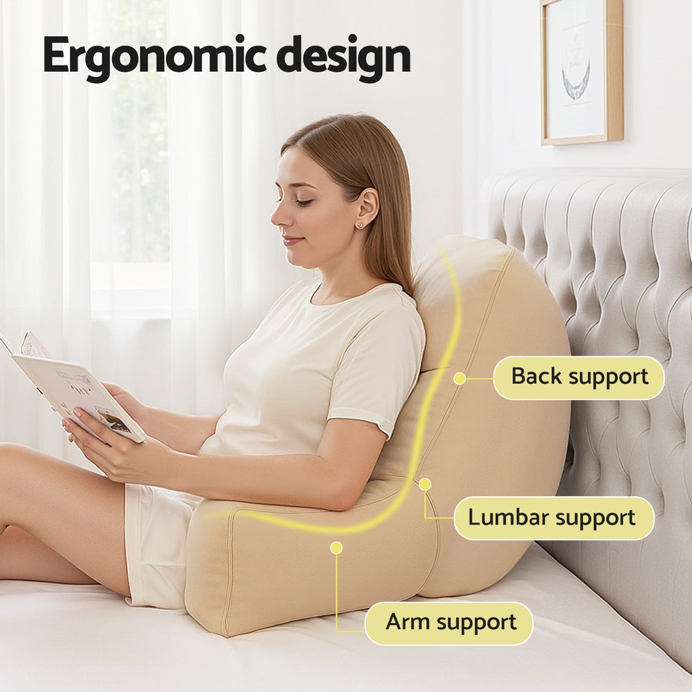Giselle Reading Pillow Back Rest Lumbar Support Cushion Oatmeal-Home &amp; Garden > Bedding > Pillows-PEROZ Accessories
