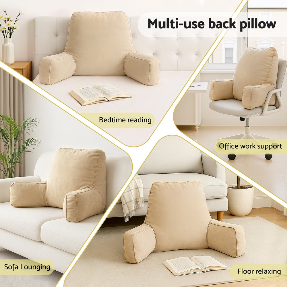 Giselle Reading Pillow Back Rest Lumbar Support Cushion Oatmeal-Home &amp; Garden > Bedding > Pillows-PEROZ Accessories