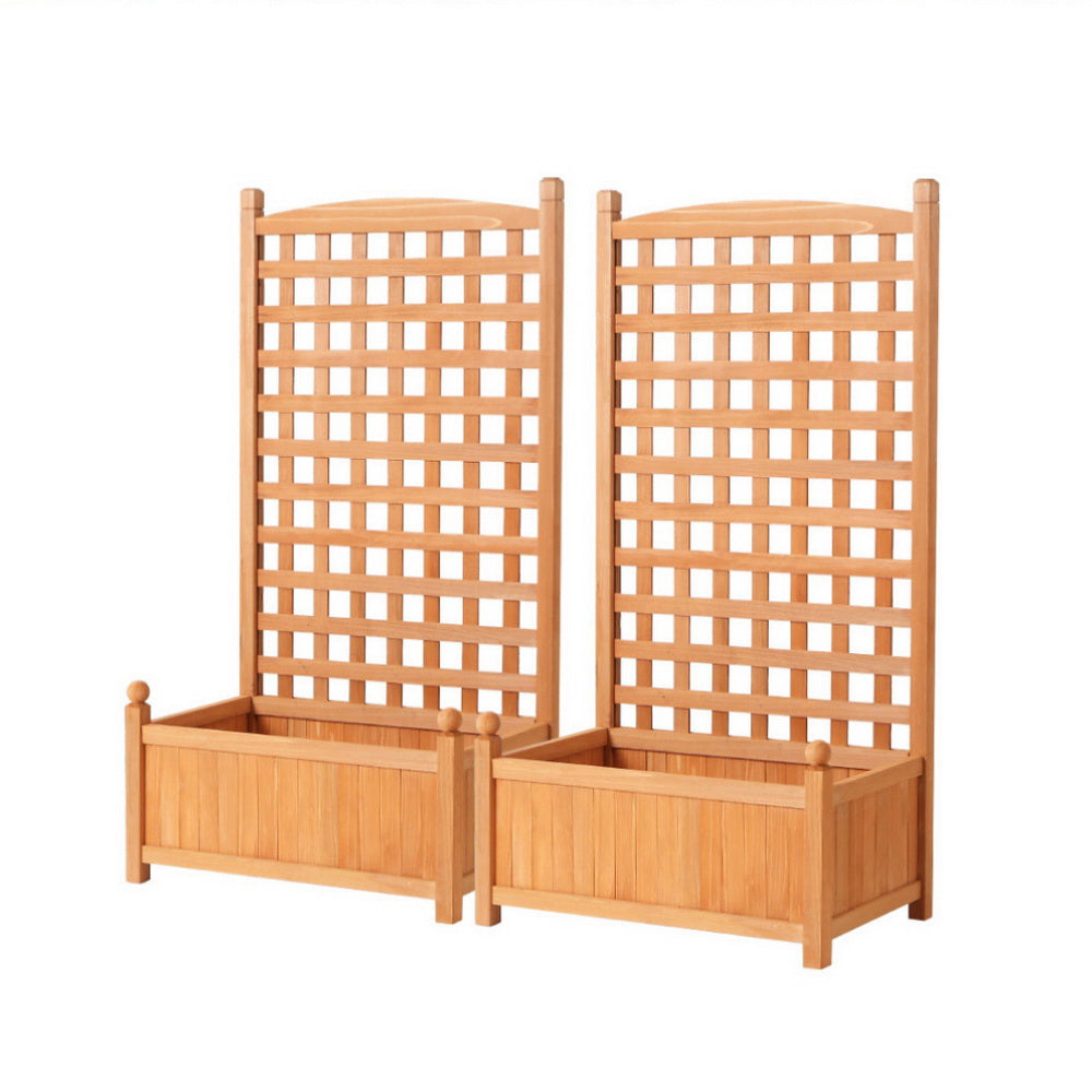 Green Fingers 2X Garden Bed Wooden 64x35x115cm Planter Raised Box Container Trellis-Home &amp; Garden > Garden Beds > Garden Beds &amp; Planters-PEROZ Accessories