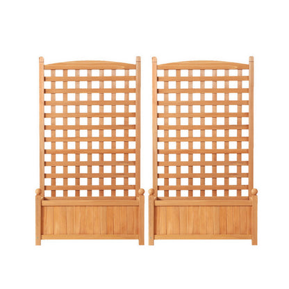 Green Fingers 2X Garden Bed Wooden 64x35x115cm Planter Raised Box Container Trellis-Home &amp; Garden > Garden Beds > Garden Beds &amp; Planters-PEROZ Accessories