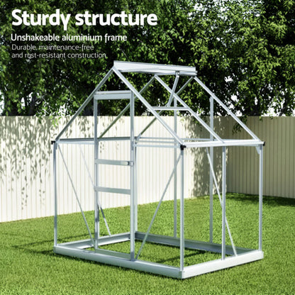 Green Fingers Greenhouse Aluminium Polycarbonate Premium Garden Storage Shed 1.3Mx1.9Mx2.0M-Home &amp; Garden > Greenhouses > Greenhouses &amp; Accessories-PEROZ Accessories