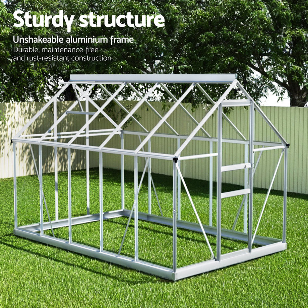 Green Fingers Greenhouse Aluminium Polycarbonate Premium Garden Storage Shed 3.1Mx1.9Mx2.0M-Home &amp; Garden > Greenhouses > Greenhouses &amp; Accessories-PEROZ Accessories