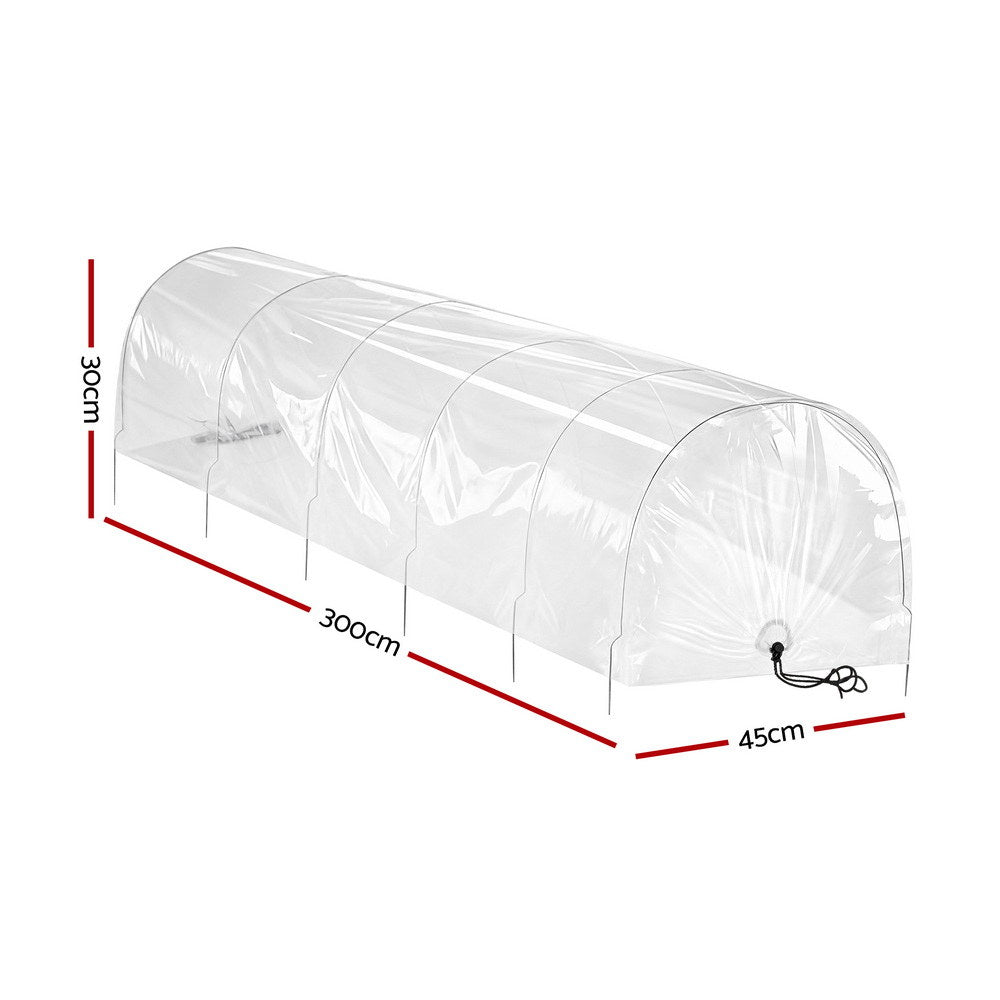 Green Fingers Mini Greenhouse 300x45x30cm Tunnel Clear PVC Steel Frame Portable-Home &amp; Garden > Greenhouses > Greenhouses &amp; Accessories-PEROZ Accessories
