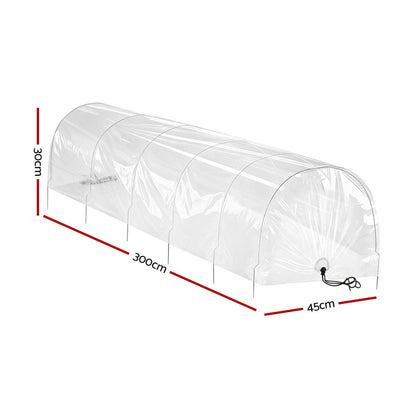 Green Fingers Mini Greenhouse 300x45x30cm Tunnel Clear PVC Steel Frame Portable-Home &amp; Garden > Greenhouses > Greenhouses &amp; Accessories-PEROZ Accessories