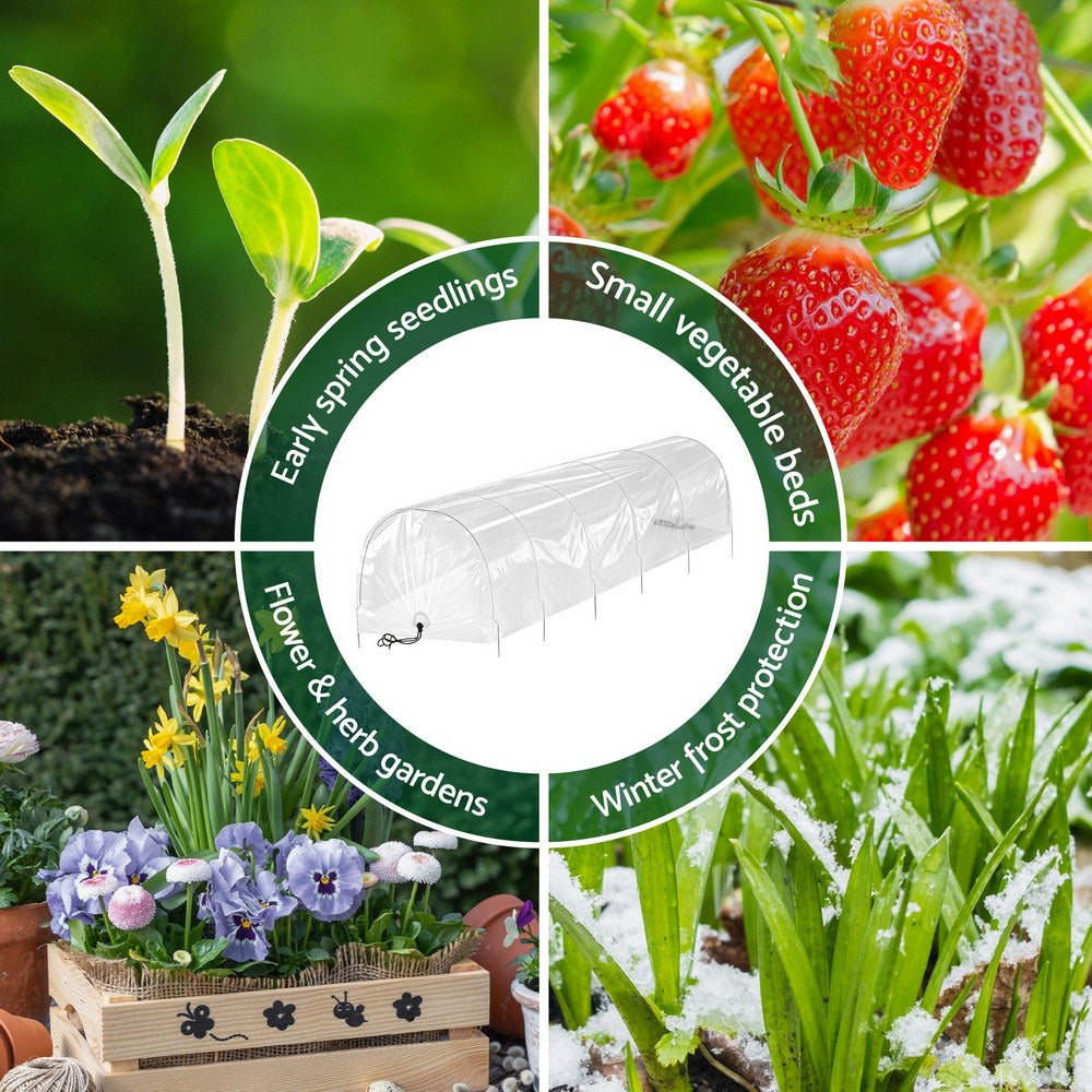 Green Fingers Mini Greenhouse 300x45x30cm Tunnel Clear PVC Steel Frame Portable-Home &amp; Garden > Greenhouses > Greenhouses &amp; Accessories-PEROZ Accessories