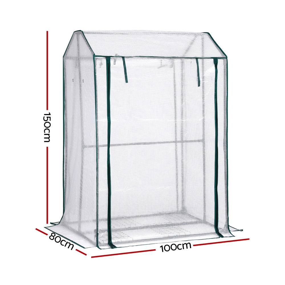 Green Fingers Mini Greenhouse PE Cover Green House Roll-Up Zippered Door 1.0x0.8x1.5M-Home &amp; Garden > Greenhouses > Greenhouses &amp; Accessories-PEROZ Accessories