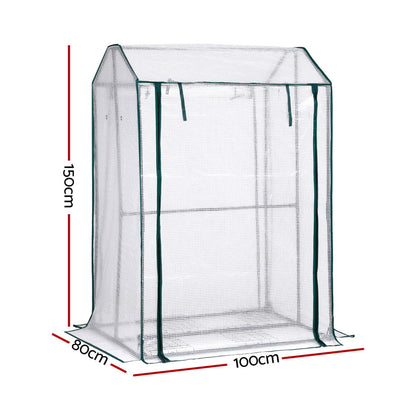 Green Fingers Mini Greenhouse PE Cover Green House Roll-Up Zippered Door 1.0x0.8x1.5M-Home &amp; Garden > Greenhouses > Greenhouses &amp; Accessories-PEROZ Accessories