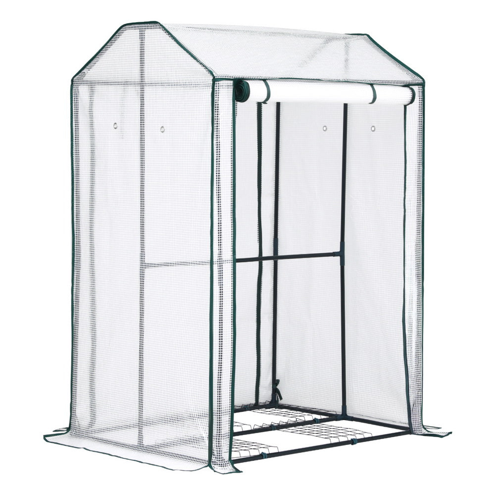 Green Fingers Mini Greenhouse PE Cover Green House Roll-Up Zippered Door 1.0x0.8x1.5M-Home &amp; Garden > Greenhouses > Greenhouses &amp; Accessories-PEROZ Accessories