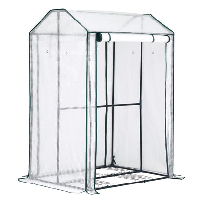 Green Fingers Mini Greenhouse PE Cover Green House Roll-Up Zippered Door 1.0x0.8x1.5M-Home &amp; Garden > Greenhouses > Greenhouses &amp; Accessories-PEROZ Accessories