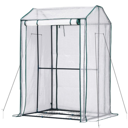Green Fingers Mini Greenhouse PE Cover Green House Roll-Up Zippered Door 1.0x0.8x1.5M-Home &amp; Garden > Greenhouses > Greenhouses &amp; Accessories-PEROZ Accessories