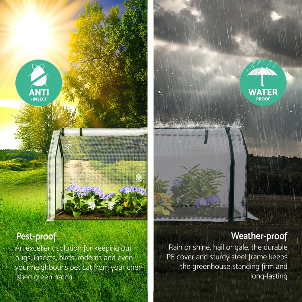 Green Fingers Mini Greenhouse PE Cover Green House Roll-Up Zippered Door 1.2x0.5x0.6M-Home &amp; Garden > Greenhouses > Greenhouses &amp; Accessories-PEROZ Accessories