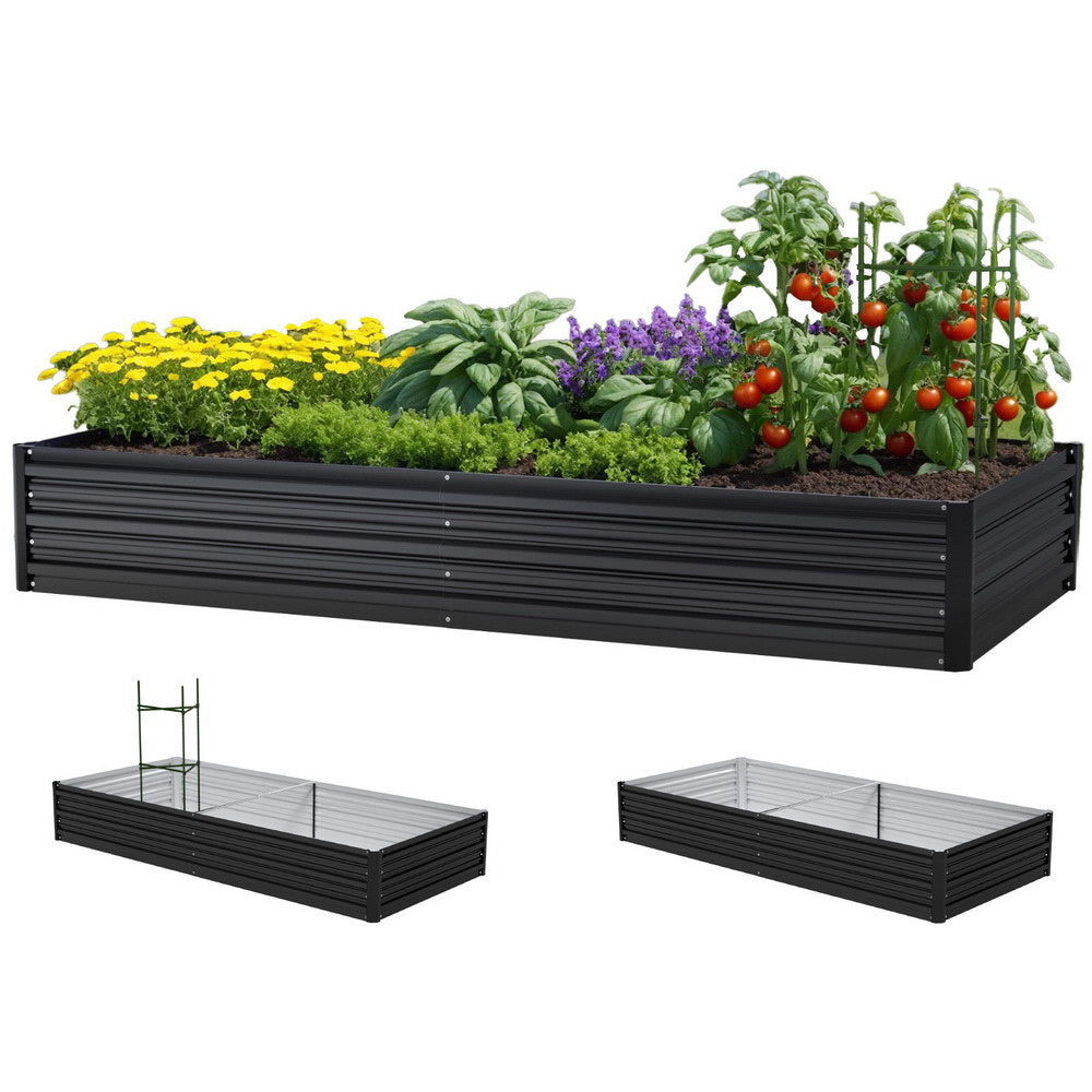 Green Fingers Raised Garden Bed 2 Pcs 210x90cm Planter Box Container Galvanised Metal Outdoor-Home &amp; Garden > Garden Beds > Garden Beds &amp; Planters-PEROZ Accessories