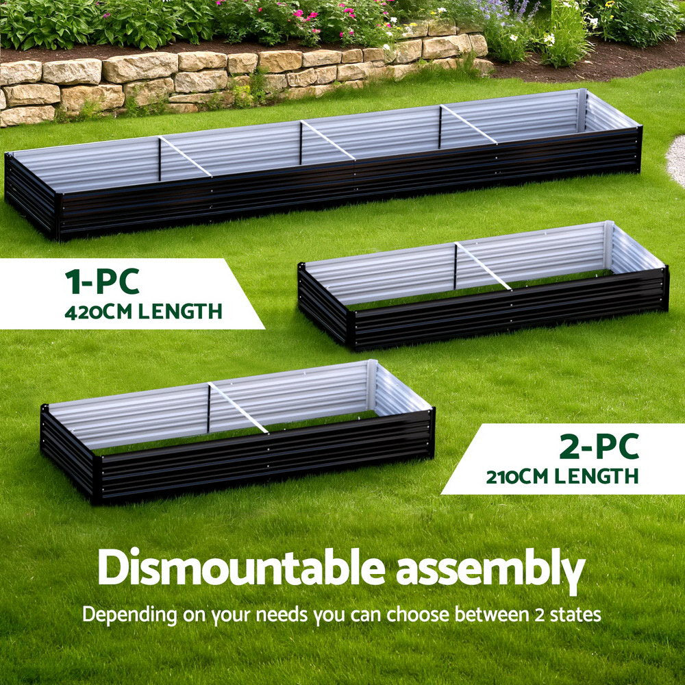 Green Fingers Raised Garden Bed 2 Pcs 210x90cm Planter Box Container Galvanised Metal Outdoor-Home &amp; Garden > Garden Beds > Garden Beds &amp; Planters-PEROZ Accessories