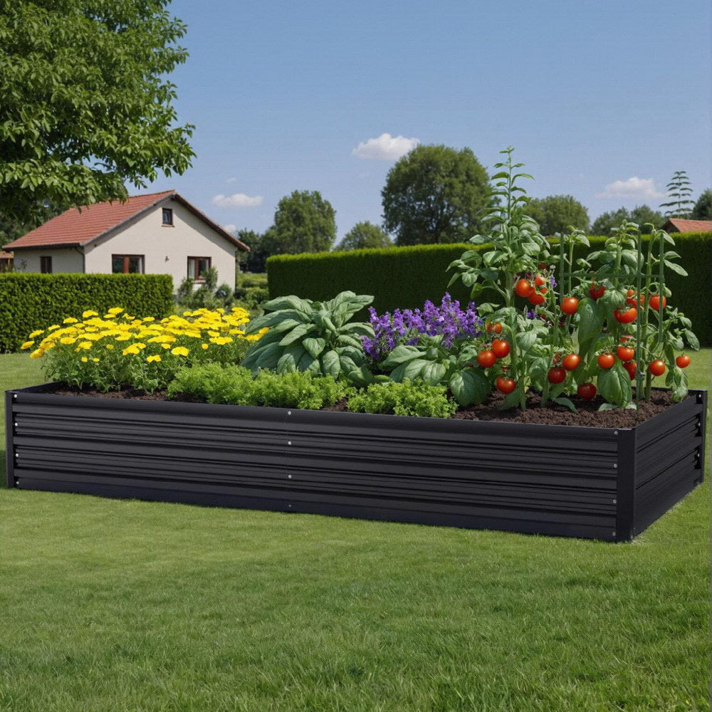Green Fingers Raised Garden Bed 2 Pcs 210x90cm Planter Box Container Galvanised Metal Outdoor-Home &amp; Garden > Garden Beds > Garden Beds &amp; Planters-PEROZ Accessories