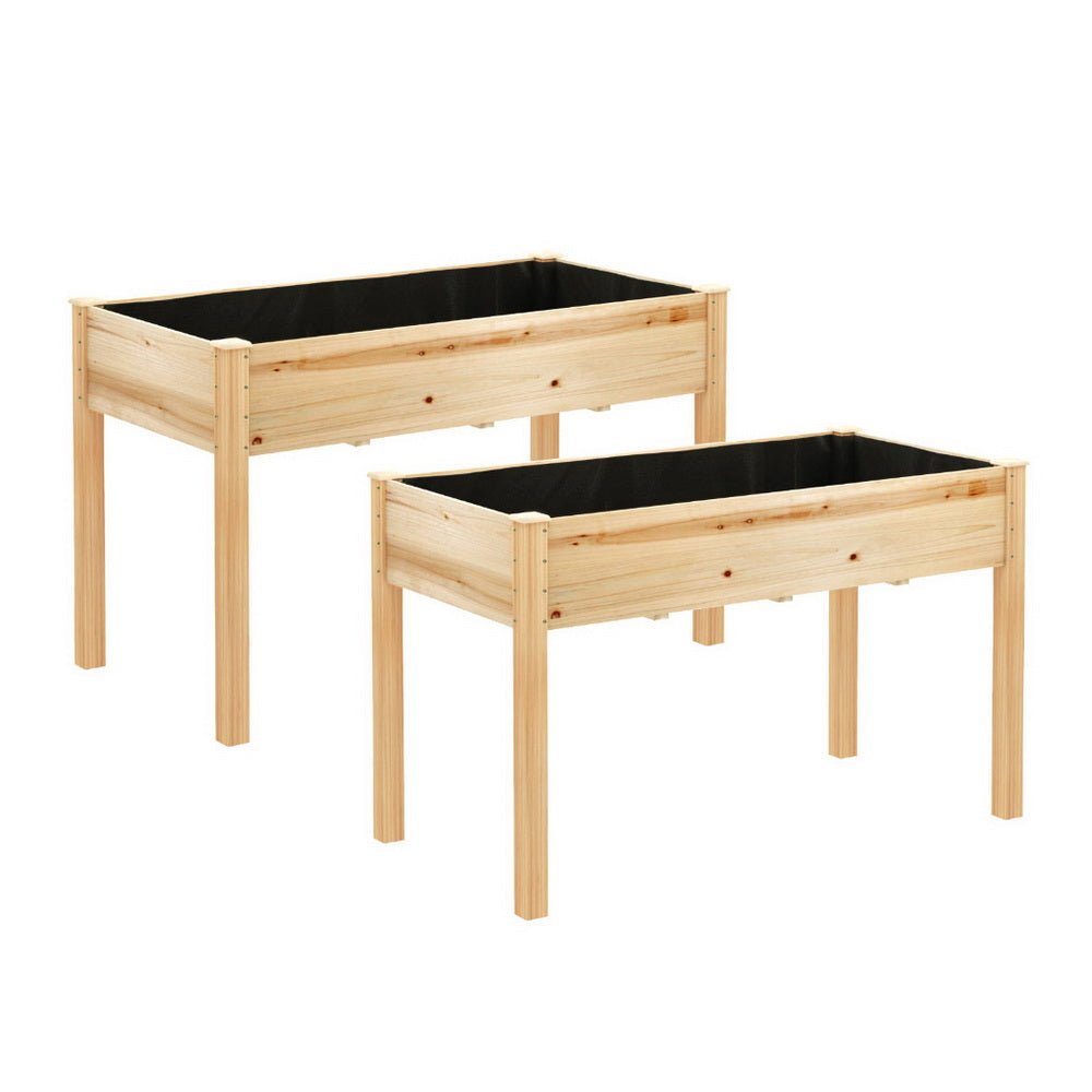 Green Fingers Raised Garden Bed 2x Elevated 120x60x80cm Wooden Planter Box Container-Home &amp; Garden > Garden Beds > Garden Beds &amp; Planters-PEROZ Accessories