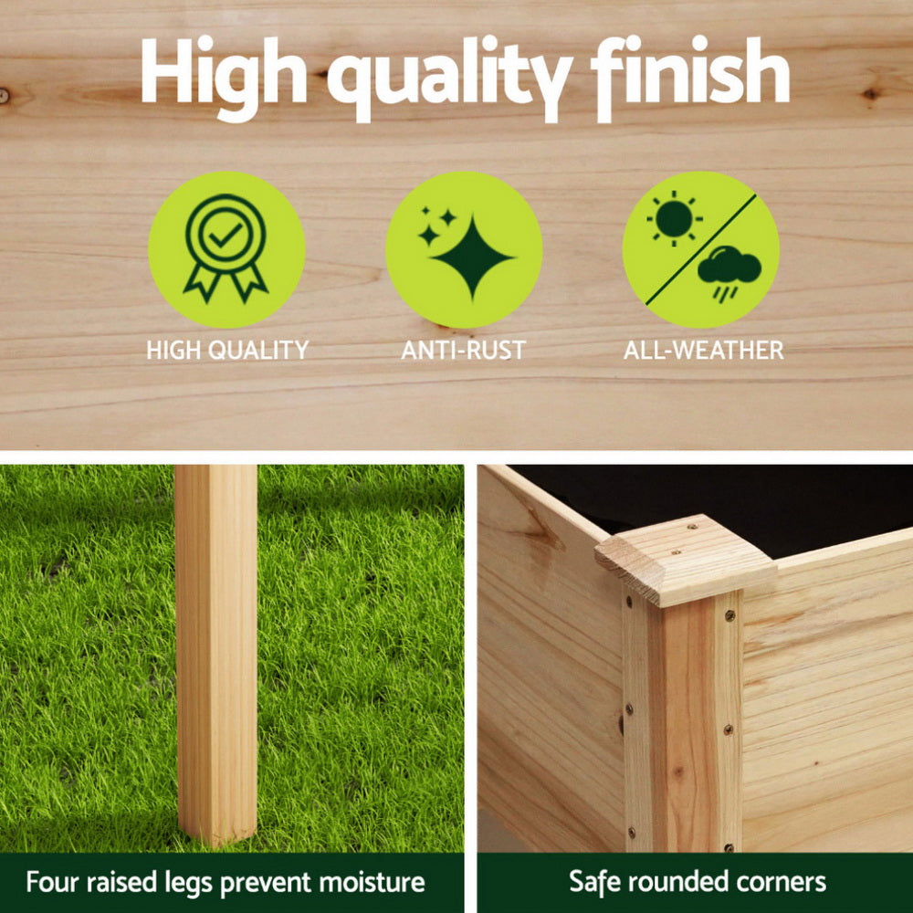 Green Fingers Raised Garden Bed 2x Elevated 120x60x80cm Wooden Planter Box Container-Home &amp; Garden > Garden Beds > Garden Beds &amp; Planters-PEROZ Accessories