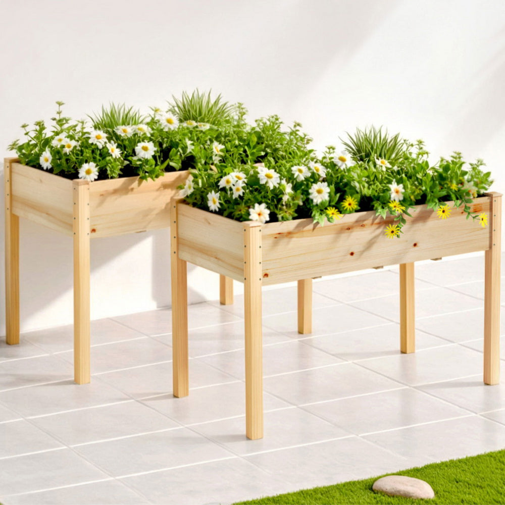 Green Fingers Raised Garden Bed 2x Elevated 120x60x80cm Wooden Planter Box Container-Home &amp; Garden > Garden Beds > Garden Beds &amp; Planters-PEROZ Accessories