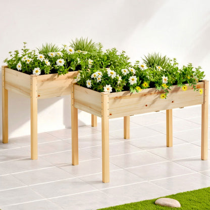 Green Fingers Raised Garden Bed 2x Elevated 120x60x80cm Wooden Planter Box Container-Home &amp; Garden > Garden Beds > Garden Beds &amp; Planters-PEROZ Accessories
