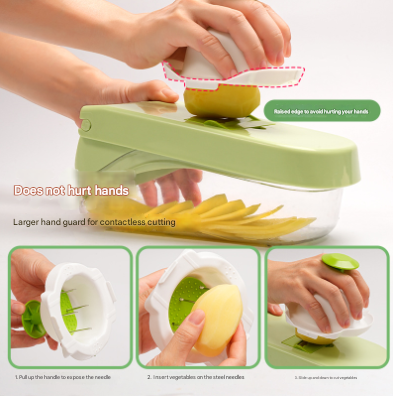 Green Versatile 14-in-1 Vegetable Chopper &amp; Slicer Set - Multi-functional Kitchen Mandoline Dicer &amp; Grater-Home &amp; Garden > Kitchenware > Kitchen Utensils-PEROZ Accessories