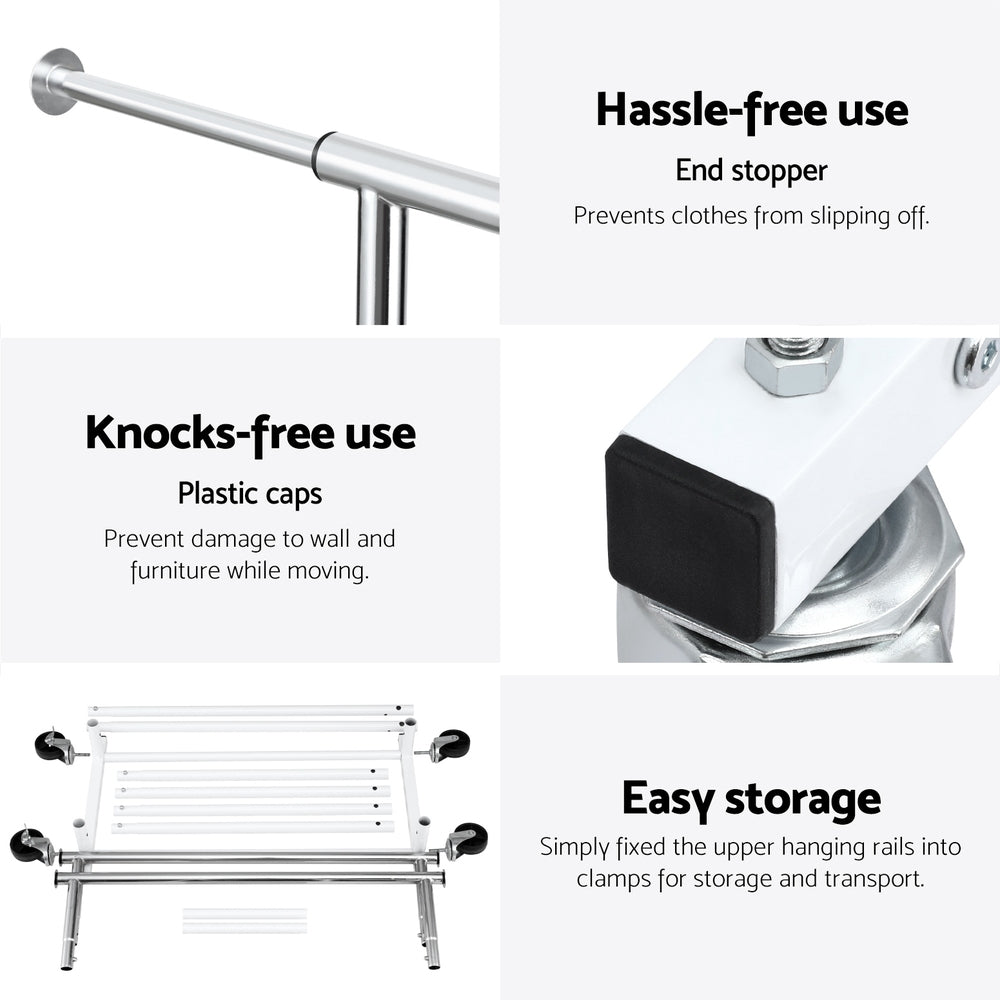 Artiss Clothes Rack Double Rod Airer Rail Coat Stand Adjustable Hanger-Furniture &gt; Living Room &gt; Coat Racks-PEROZ Accessories