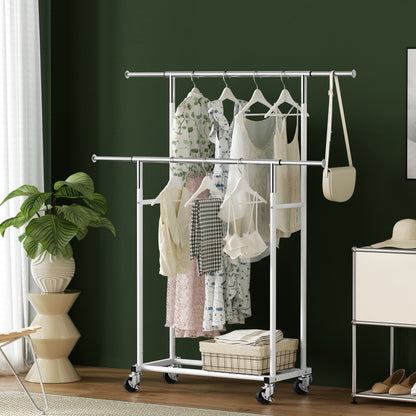 Artiss Clothes Rack Double Rod Airer Rail Coat Stand Adjustable Hanger-Furniture &gt; Living Room &gt; Coat Racks-PEROZ Accessories