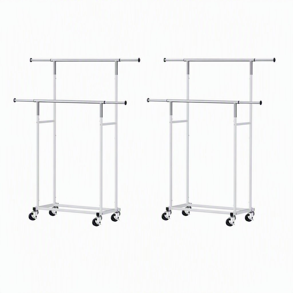 Artiss 2X Clothes Rack Double Rod Airer Rail Coat Stand Adjustable Hanger-Furniture > Living Room > Coat Racks-PEROZ Accessories