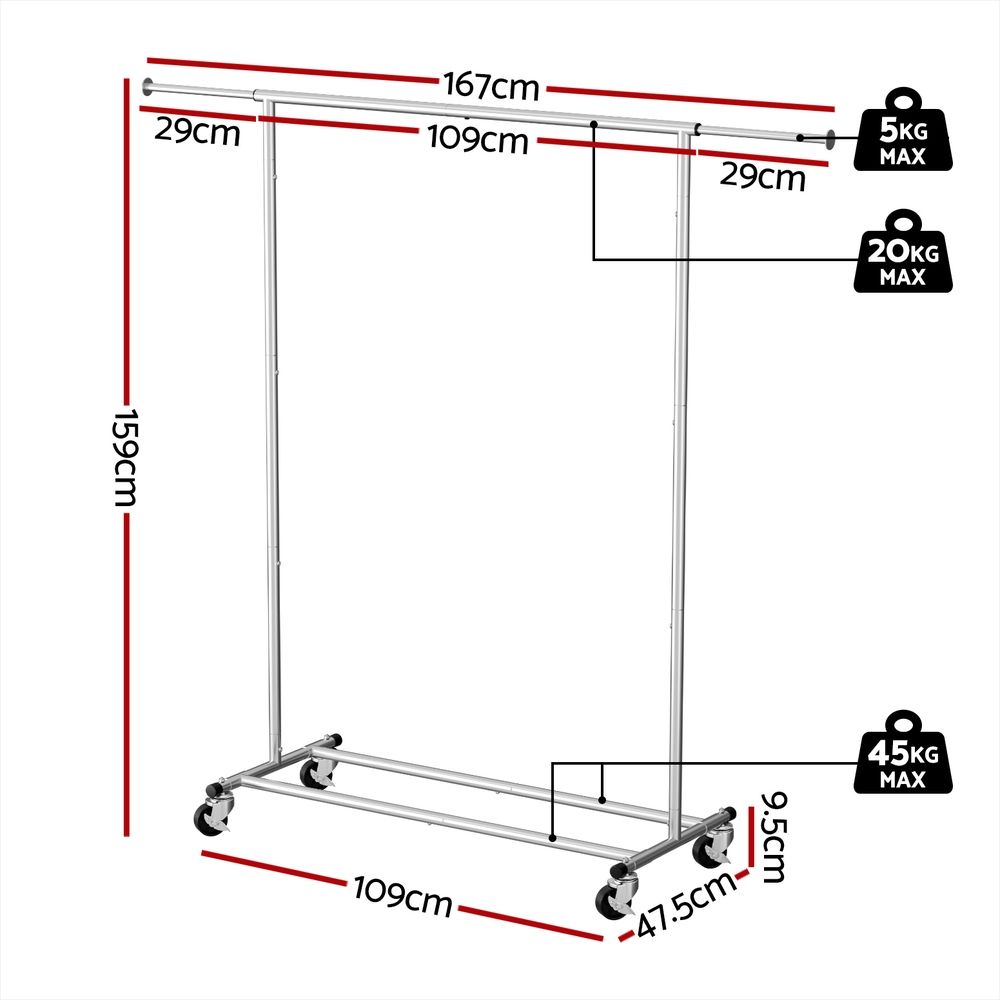 Artiss 2X Clothes Rack Airer Rail Coat Garment Stand Adjustable Hanger-Furniture > Living Room > Coat Racks-PEROZ Accessories