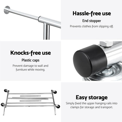 Artiss 2X Clothes Rack Airer Rail Coat Garment Stand Adjustable Hanger-Furniture > Living Room > Coat Racks-PEROZ Accessories