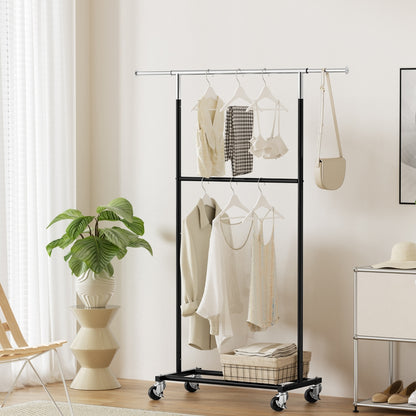 Artiss Clothes Rack Double Rod Airer Rail Coat Stand Adjustable Hanger-Furniture &gt; Living Room &gt; Coat Racks-PEROZ Accessories