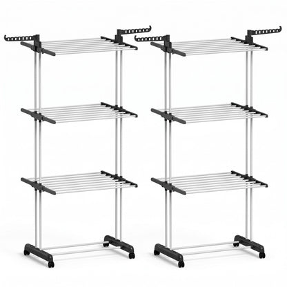 Artiss 2X Clothes Drying Rack 173cm Coat Airer Hanger Foldable-Home &amp; Garden > Bathroom Accessories > Towel Racks &amp; Holders-PEROZ Accessories