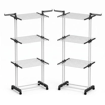 Artiss 2X Clothes Drying Rack 173cm Coat Airer Hanger Foldable-Home &amp; Garden > Bathroom Accessories > Towel Racks &amp; Holders-PEROZ Accessories