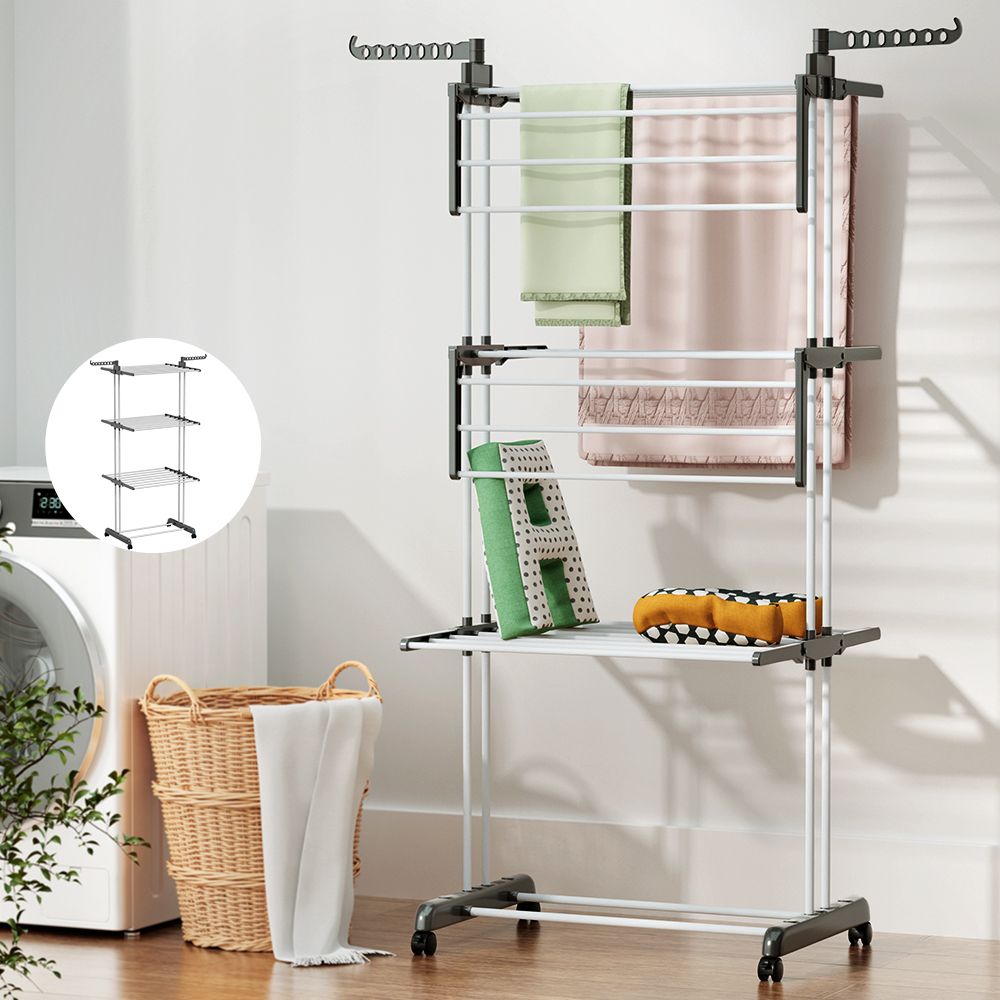 Artiss 2X Clothes Drying Rack 173cm Coat Airer Hanger Foldable-Home &amp; Garden > Bathroom Accessories > Towel Racks &amp; Holders-PEROZ Accessories