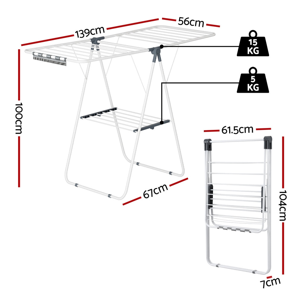 Artiss 2 Tier Clothes Rack Airer Foldable 139CM White-Furniture &gt; Living Room &gt; Coat Racks-PEROZ Accessories