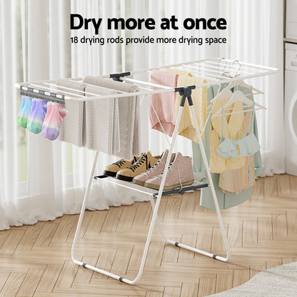 Artiss 2 Tier Clothes Rack Airer Foldable 139CM White-Furniture &gt; Living Room &gt; Coat Racks-PEROZ Accessories