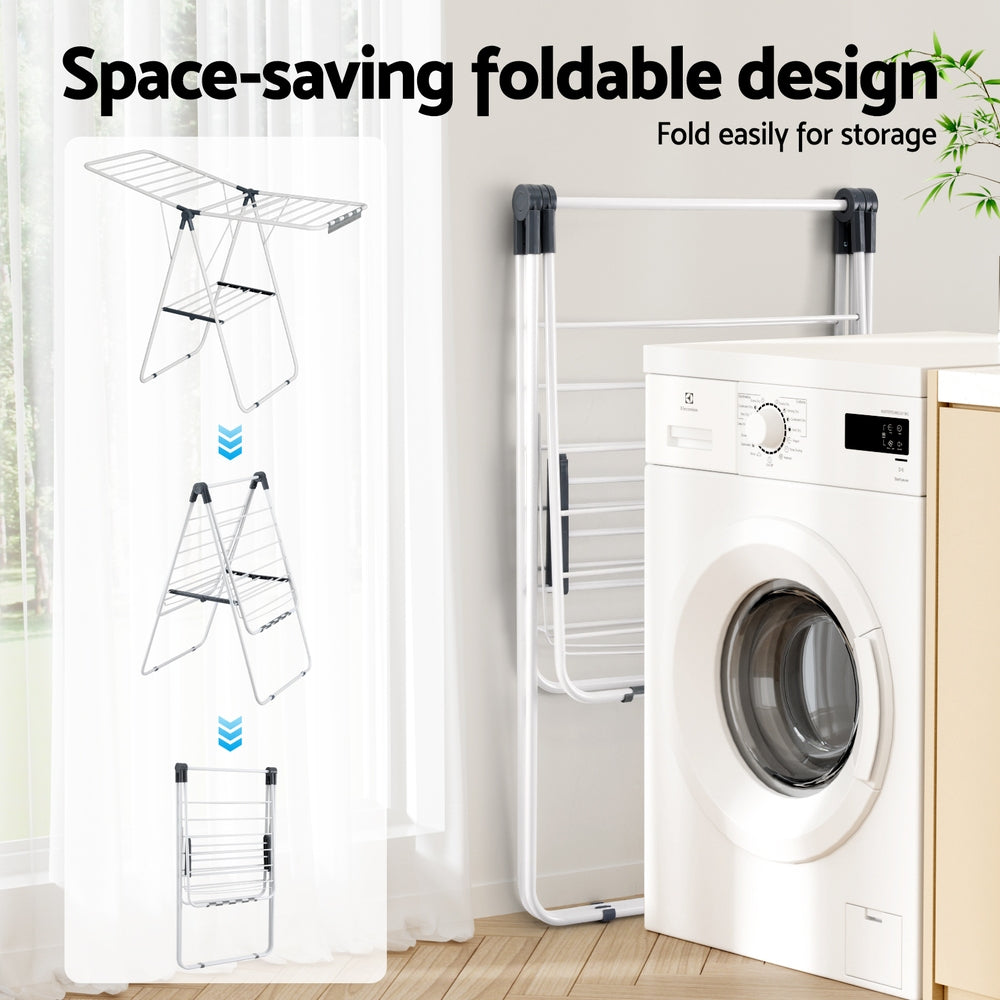 Artiss 2 Tier Clothes Rack Airer Foldable 139CM White-Furniture &gt; Living Room &gt; Coat Racks-PEROZ Accessories