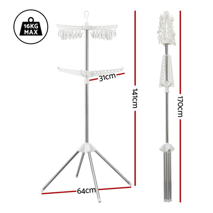 Artiss Clothes Rack Airer 2 Tier Rotatable Hanger Foldable-Furniture &gt; Living Room &gt; Coat Racks-PEROZ Accessories