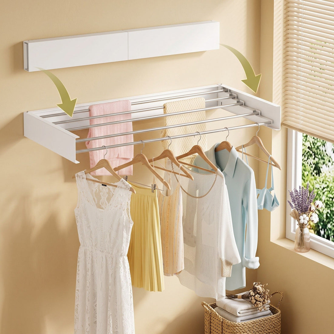 Artiss Set of 2 Clothes Rack Wall Mounted Airer Foldable White-Furniture > Living Room > Coat Racks-PEROZ Accessories