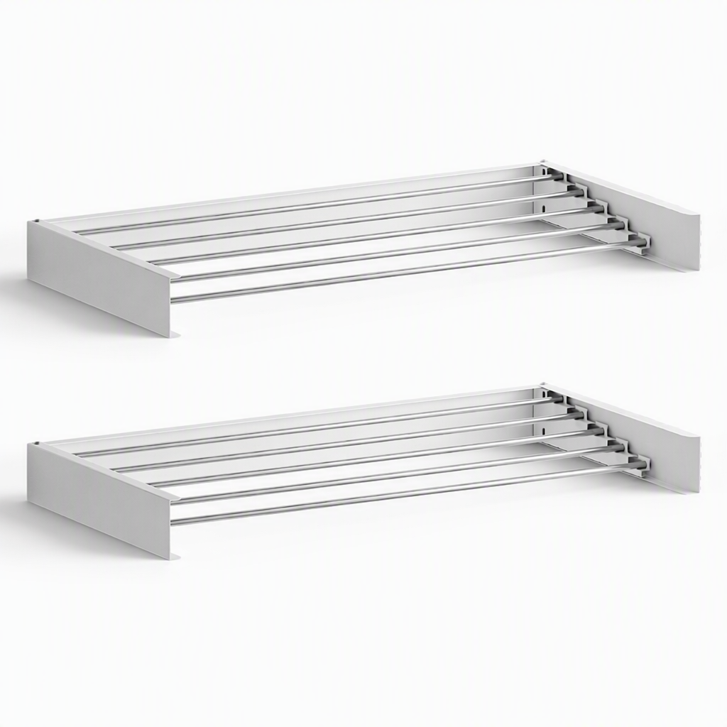 Artiss Set of 2 Clothes Rack Wall Mounted Airer Foldable White-Furniture > Living Room > Coat Racks-PEROZ Accessories