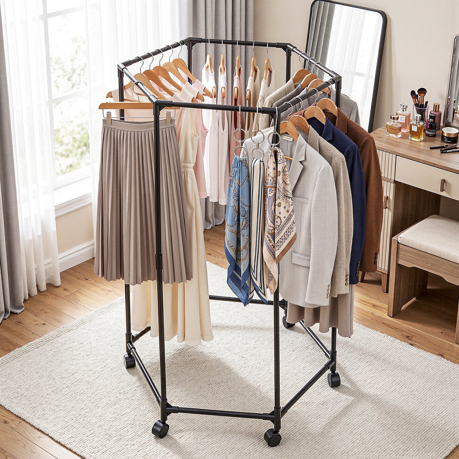 Artiss Clothes Rack Airer Rail Coat Stand Wheels 6 Rods-Furniture > Living Room > Coat Racks-PEROZ Accessories