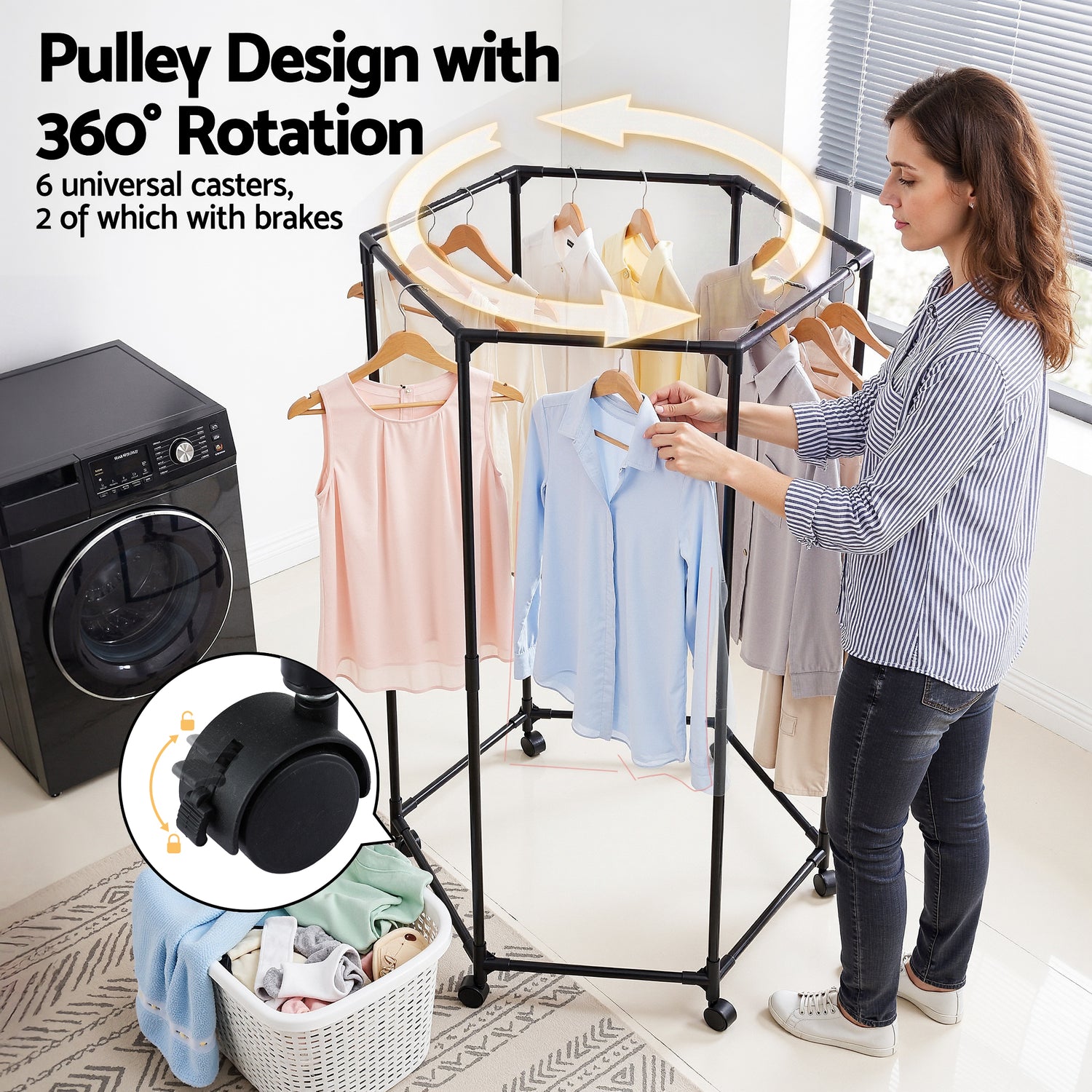 Artiss Clothes Rack Airer Rail Coat Stand Wheels 6 Rods-Furniture > Living Room > Coat Racks-PEROZ Accessories