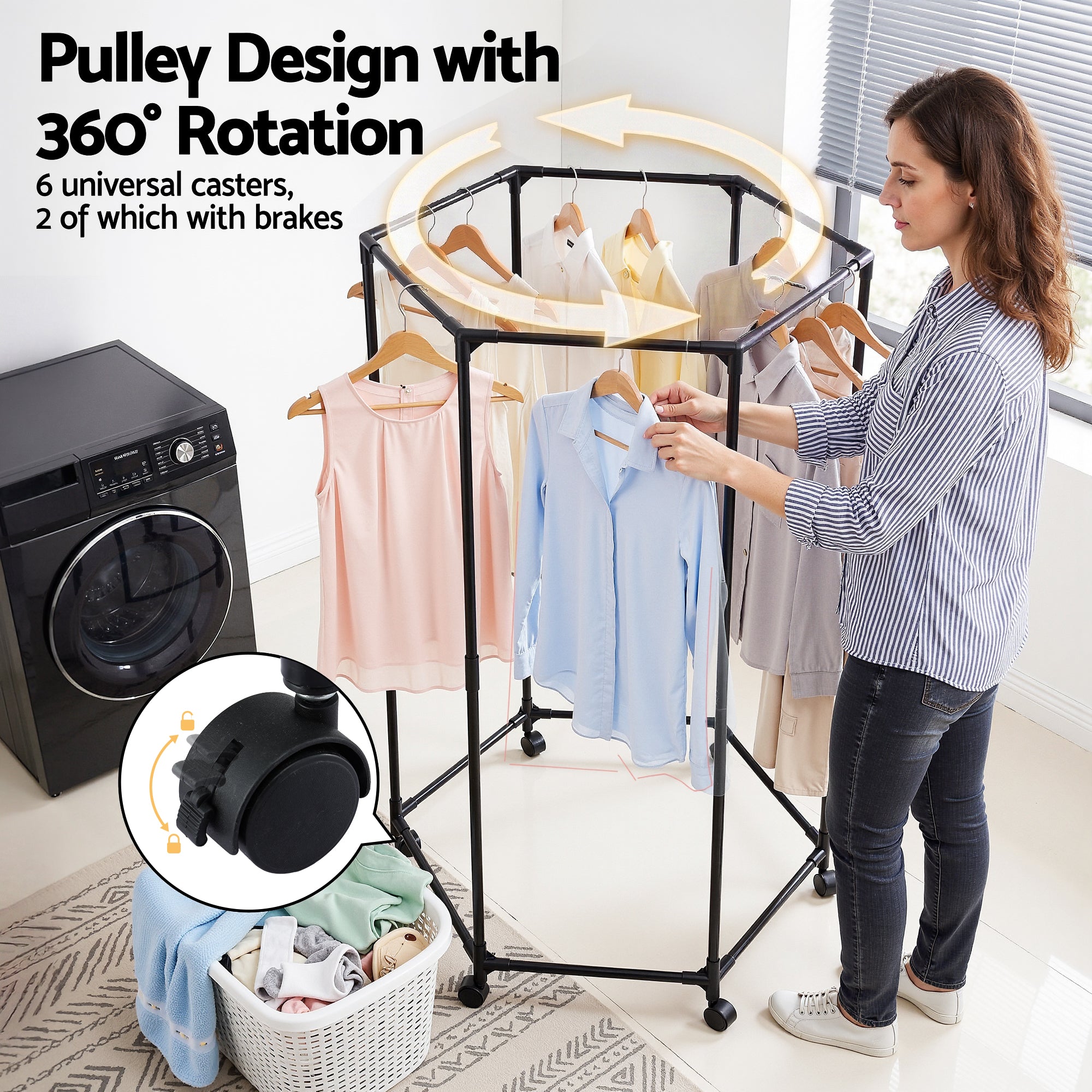 Artiss Clothes Rack Airer Rail Coat Stand Wheels 6 Rods-Furniture > Living Room > Coat Racks-PEROZ Accessories
